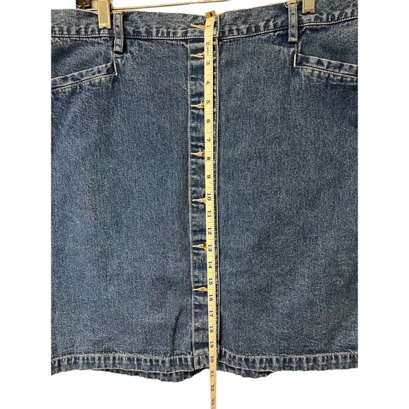 Y2K Eddie Bauer Denim Button Up Jean Skirt Pocket Medium Wash 100% Cotton Sz 18 - Picture 7 of 10